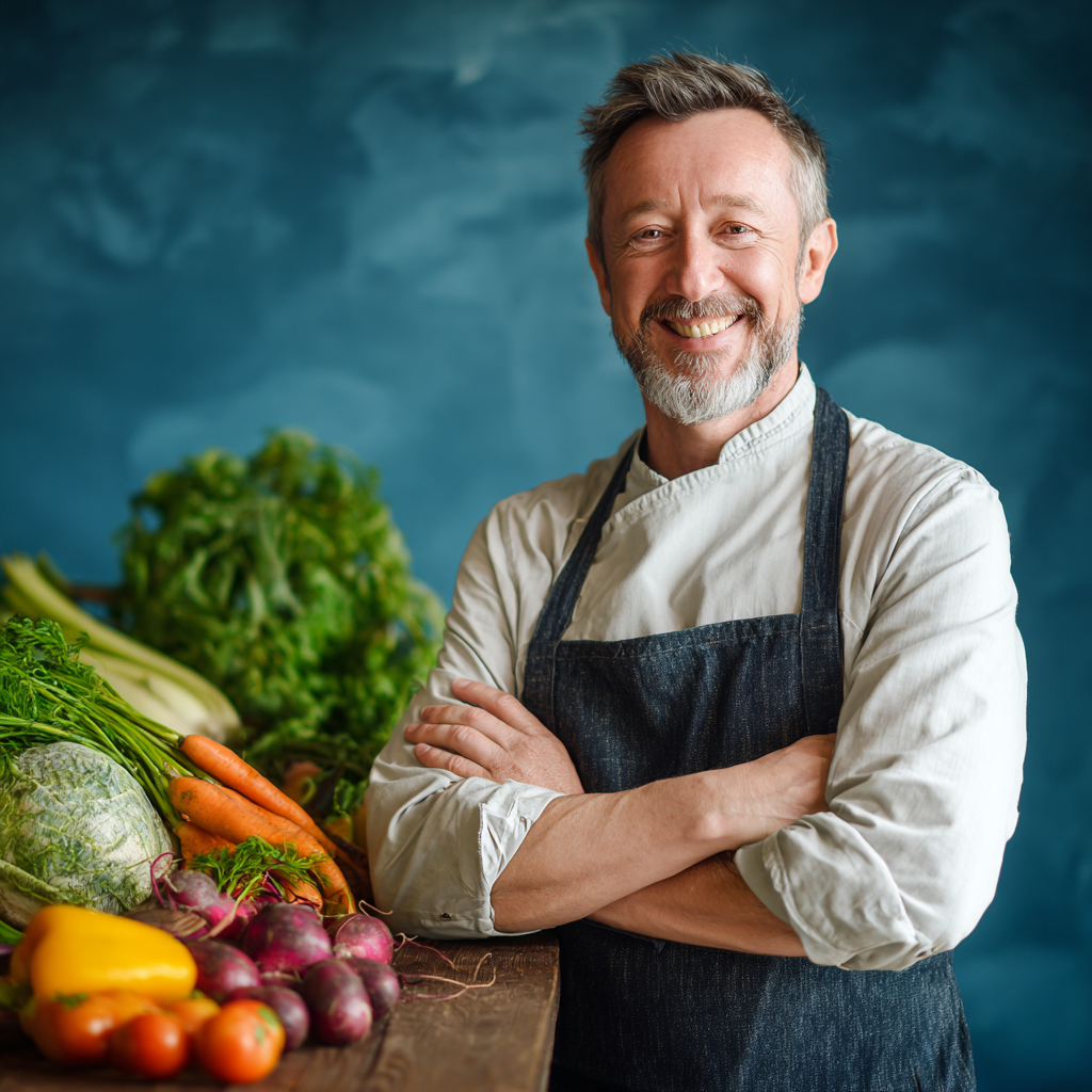 Energikus idős magyar férfi sportruházatban, egészséges táplálékkal, aktív életmódot sugallva